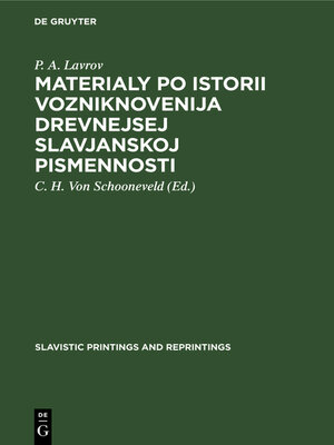 cover image of Materialy po istorii vozniknovenija drevnejsej slavjanskoj pismennosti